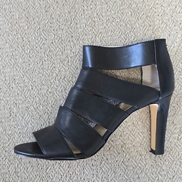 Michael Kors Black Leather Gisele Open Toe Caged Heels - Size 7 - Picture 9 of 16
